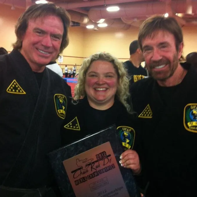 Master Tara Cox with Grand Master Chuck Norris